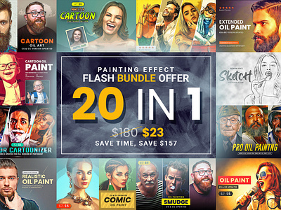 20 Oil Painting Effect cartoon cartoon effect digital art digital painting oil paint oil painting photoshop effect sketch sketching sketching effect watercolor paint