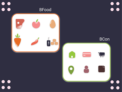 Bfood & Bcon design flat icon illustration logo