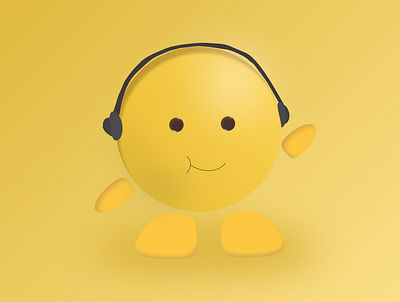 Emoji Listen music flat illustration ui