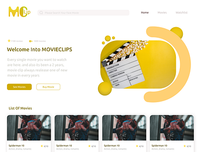 Simple Movie Page app design flat web