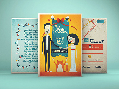 Wedding cat character cute design graphic design illustration invitation map postcard wedding