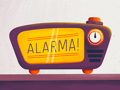 Alarm alarm brush clock digital illustration retro vintage
