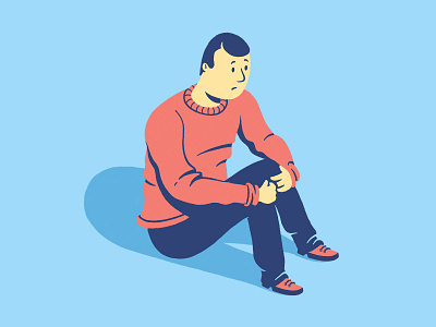 Trapped character illustration man sad worried