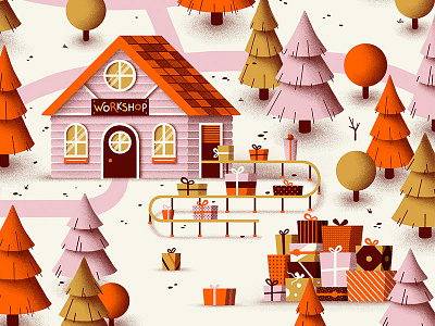 Santa's Workshop cabin christmas gifts nature presents santa santa claus tree winter woods workshop