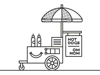 Hot dogs cart cute hot dog illustration ketchup line mayo monoline mustard sausage umbrella
