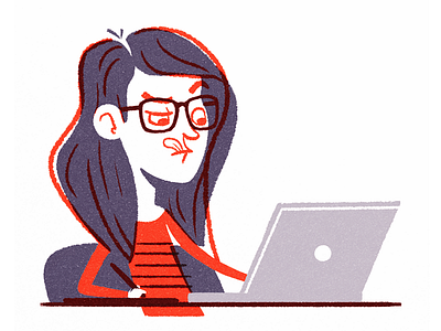 Selfie #3 character drawing girl glasses illustration laptop portrait selfie