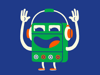 The walkman character dance fun headphones illustration music party sound walkman