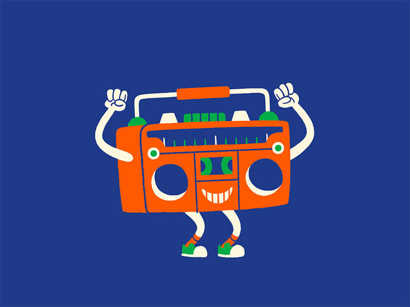 Party Boombox animation boombox club dance fun gif illustration party retro stereo