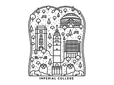 Imperial building campus college illustration imperial lion london monoline school tree