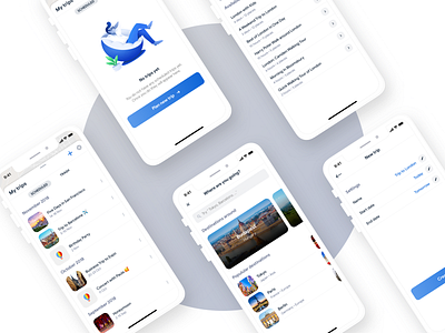 Sygic Travel App: My Trips app clean collection design detail illustration ios list ui mobile app mockup place settings sygic travel trip ui ux