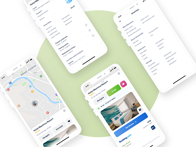 Sygic Travel App: Hotel Detail amenities app booking.com clean design detail hotel app hotel booking ios map mobile app poi rating travel ui ux