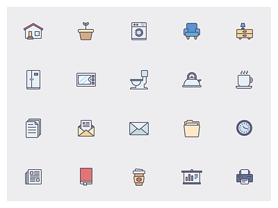 Full colored Icons icons illustrations set ui