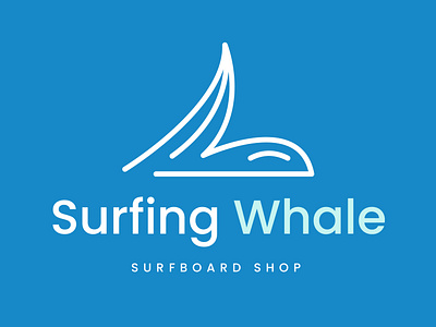 Surfing Whale - Minimalist Logo app branding design flat hellodribbble icon illustration logo ui web