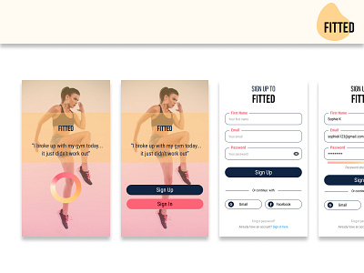 Fitted App app design fitnessapp logo mobile ui ux