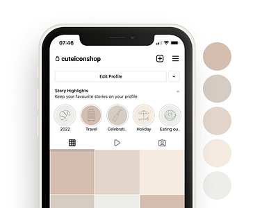 Instagram Highlight Icons | Nude Palette colour palette design graphic design icons ui