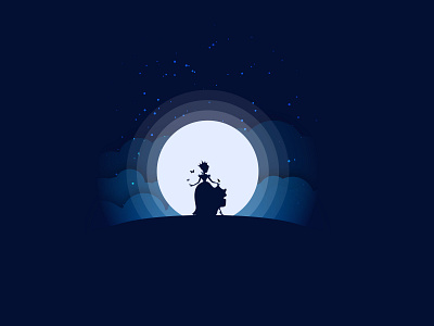 moonlight princess abstract clouds dark graphics design illustration illustrator moonlight night silhouette stars vector