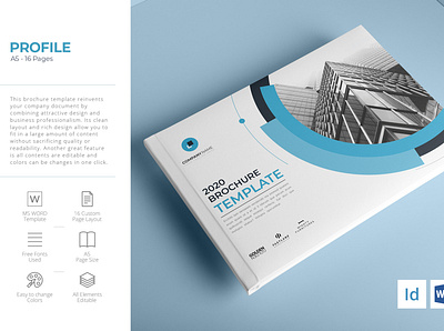 A5 Landscape Co Brochure branding brochure brochure design brochure layout brochure template company profile indesign template proposal template report cover word template