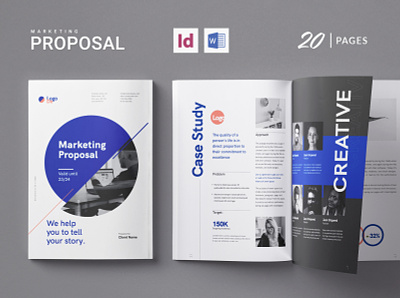 Marketing Proposal 20 Pages | InDesign, Word brochure brochure design brochure layout brochure template company brochure company profile marketing proposal proposal proposal template template word proposal word template