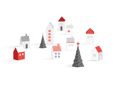 Christmas Village card christmas festive house houses village vrumi