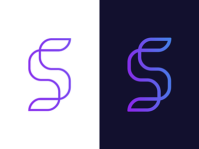 S Letter Logo Design black blue dark design gradient letter logo purple s