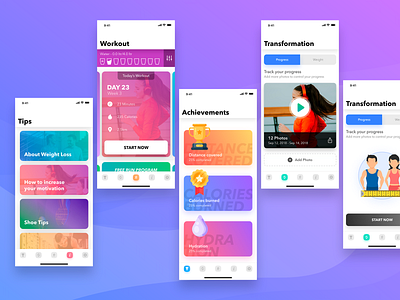 App Design clean colors design fitness app illustration ios app ios app design landing logo logofolio page ui ui design uiux ux ux design web website weightlose workout app