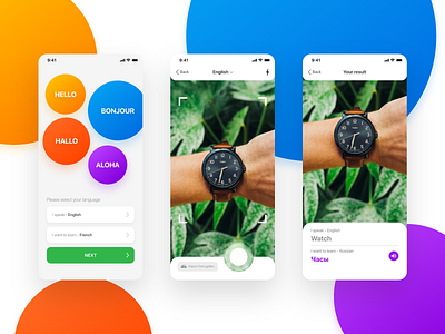 Mobile iOS App - Discover app application camera camera app concept design flat graphic illustration interface ios app ios application learning ui ux uxd uxdesign words