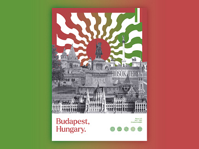 Places - Budapest. art collage editorial graphic design illustration op art poster travel