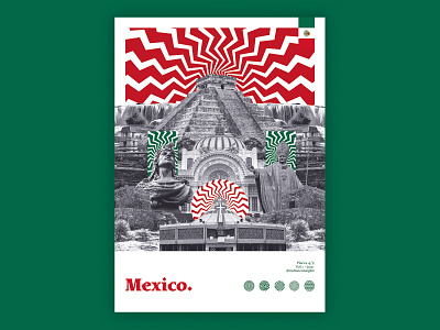 Places - Mexico. art collage design graphic design green illustration mexico op art poster red texture travel