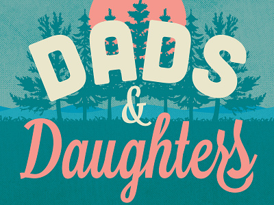 Dads Daugthers Logo Badge camping dads daughters design label logo parenthood sunset trees typography