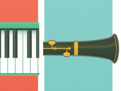 Detail of a new poster in the works clarinet classical illustration music piano poster