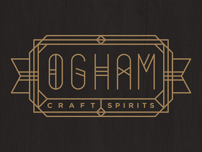 Ogham version 2 geometric lines logo ogham spirits whiskey wood