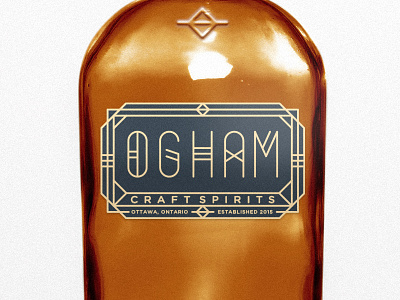 Exploring a label design bottle craft design line work logo ogham spirits whiskey wood