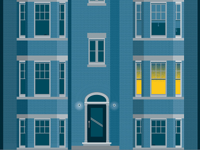 1502 King (WIP) apartment brick building design illustration lights night sky stars toronto window