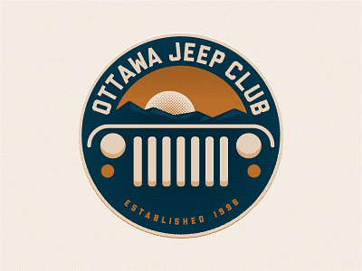 Ottawa Jeep Club Logo crest emblem grill jeep logo mountains sky sunset