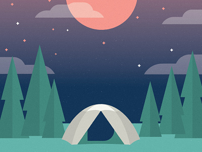 Dads & Daughters camping weekend 2. 6 years running camping grass illustration night pink moon sky stars tent texture trees
