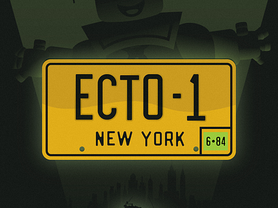 ECTO-1 ghostbusters illustration license plate new york pop culture stay puff