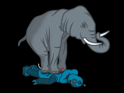 Elephant > Robot elephant fun illustration retro robot texture tusk
