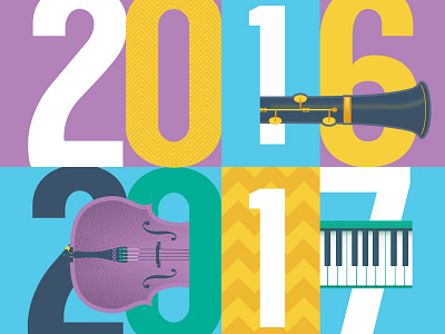 2016/17 brochure cello clarinet colour illustration music zigzag
