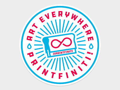 Printfiniti! Sticker badge branding ink lines logo screenprint screenprinting silkscreen squeegee sticker