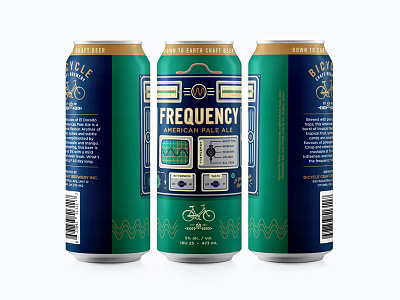 Frequency Can barley beer can bicycle branding cog craft beer hops identity logo