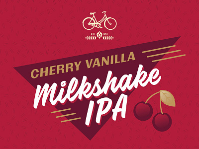 Cherry Milkshake IPA Label bicycle cherry craft beer illustration label milkshake packaging vanilla