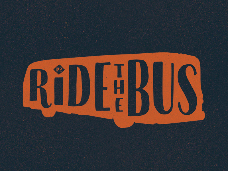 Ride the Bus fun identity logo silhouette typography illustration badge bus