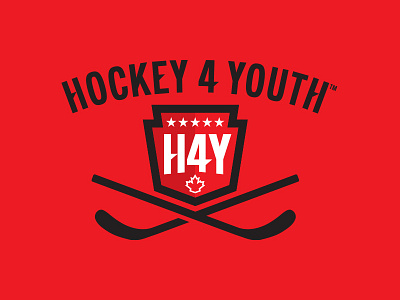 Hockey 4 Youth brand canadian hockey hockey sticks icon identity logo shield youth
