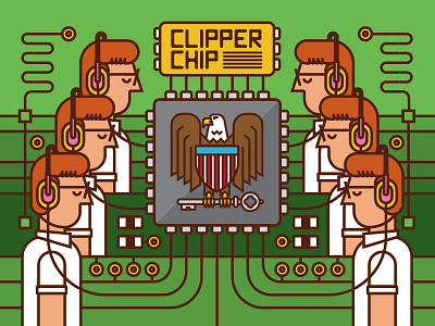 Clipper Chip agent circuit board circuitry computer computer art eagle government illustration microchip nsa sheild