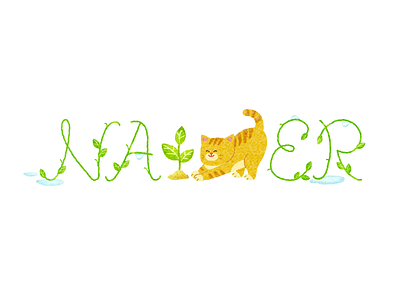 Spring logo cat catillustration design doodle illustraion leaf logodesign spring vector