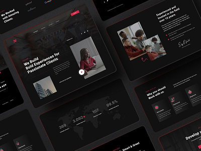 Company Profile Landing Page - Dark Theme app black clean company company profile corporate landing page minimal red typography ui ux web website