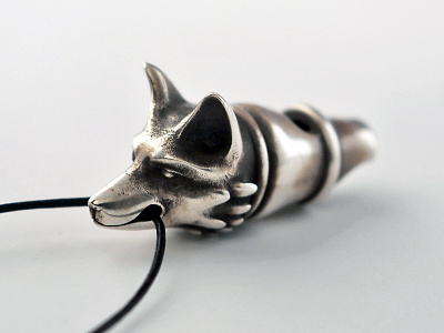 Silver Fox Whistle 3d 3d printing animal fox jewelry pendant shapeways silver whistle