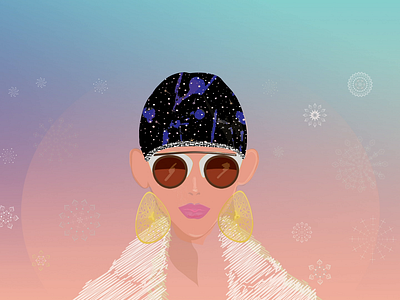 STAR HAT FURCOAT LANDSCAPE animated avatar avatar icons blogger branding design fashion fashion design fashion illustration gif gold earring illustration make up poster social media socialmedia stylish sunglasses toque video