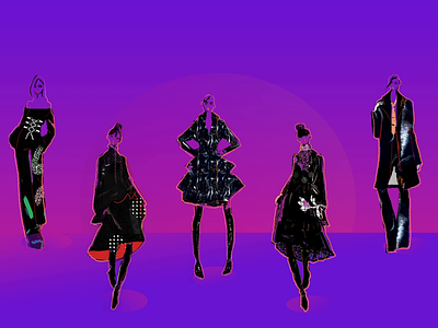 FIVE MODELS animated avatar icons blogger branding fashion fashion art fashion blogger fashion brand fashion designer fashion illustration fashion show garment illustration looped poster video