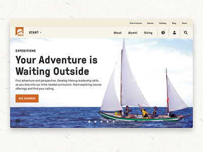NOLS Hero adventure boat carousel education explore hero nature nonprofit ocean outdoors responsive sailing ui web website